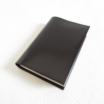文庫本サイズ《ゴートスキン》ブラック・スムース・一枚革のブックカバー・0811の画像