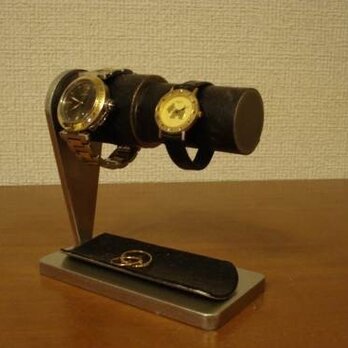 腕時計スタンド　男女ペア腕時計スタンド　ハーフパイプトレイ　ブラックトレイ　　　AKデザインの画像
