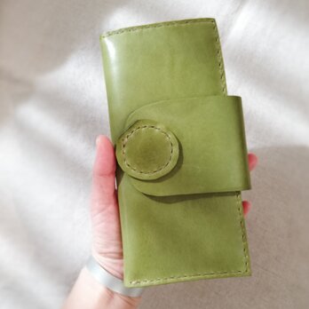 simple wallet　ピスタチオグリーン　オイルワックスレザーの画像