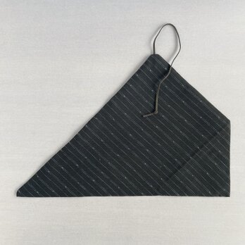 【1点もの】着物地ので作る箸袋・カトラリーホルダー -ウール着物 黒緑（ヴィンテージ） P-89の画像