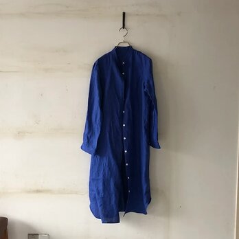 スタンドカラーlong shirt/ロングシャツ　ロイヤルブルーの画像