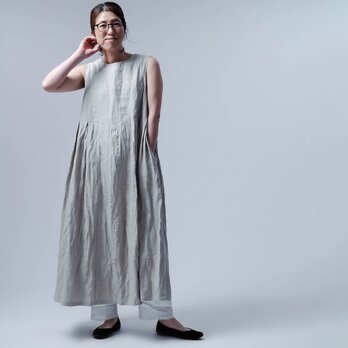 【wafu】リネンジャンパースカート 緻密に計算されたパターンマジック / 亜麻ナチュラル a021b-amn1の画像