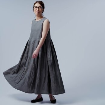 【wafu】リネンジャンパースカート 計算されたパターンマジック / 鈍色 a021b-nib1の画像