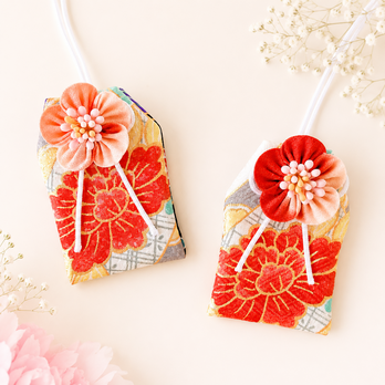 牡丹｜花のお守り袋（手縫い・つまみ細工／元巫女が仕立てる）