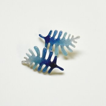 七宝焼  ピンブローチ サンゴ（青） シルバー999の画像