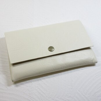 【アウトレットライン】《ゴートスキン》一枚革の通帳ケース・シワ加工オフホワイト・0242の画像