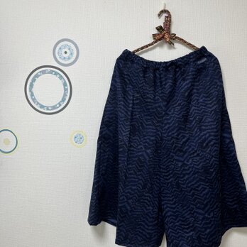 キュロットスカート　カポック素材混　ブルーの画像