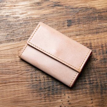 1つの財布で多様な機能! 三つ折り ミニ財布 キーケース 本革 レザー ミニマム 栃木レザー キャメル JAW012の画像