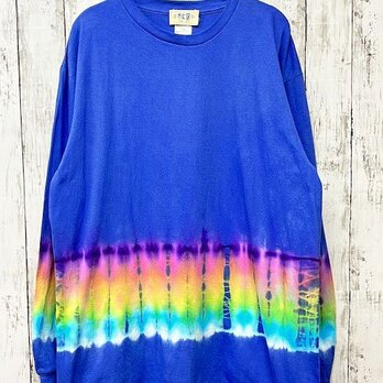 タイダイ染め 長袖Ｔシャツ  XLサイズ ブラック　HIPPIES DYE ブルー HD19-18の画像