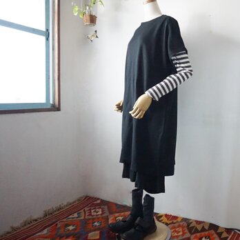 ミニ裏毛ドルマンスリーブワンピース(黒)