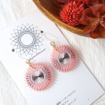 野道のヘビイチゴ｜絹糸で作るやさしい春のイヤリング・ピアス｜ころんと可愛い赤い実モチーフ