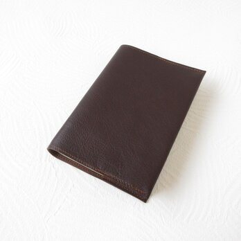 文庫本サイズ対応《ゴートスキン》一枚革のブックカバー・ダークブラウン・0698の画像