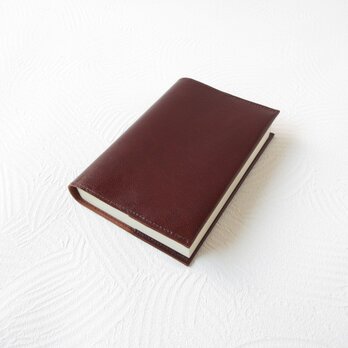 文庫本サイズ対応《カーフスキン》一枚革のブックカバー・ブラウン・0689の画像