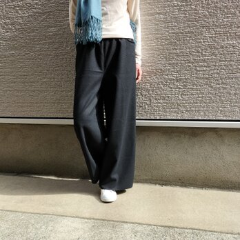 『着る人を輝かせる♥シンプルなパンツ』丈長め・コットン・ワイド(黒）