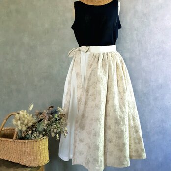 アンティーク刺繍typeC ギャザー巻きスカート / リネン ダブルガーゼの画像