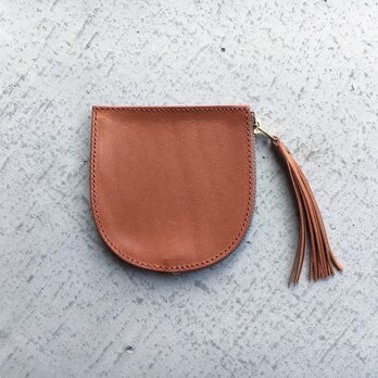 LISCIO ITALY LEATHER TASSEL CASE CAMELの画像