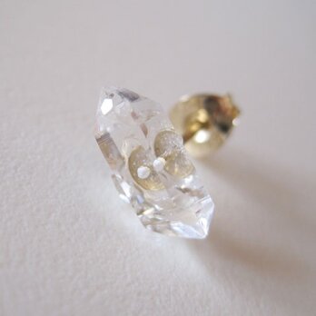 ダイヤモンドクォーツの結晶原石ピアス／Pakistan 14kgf 片耳の画像