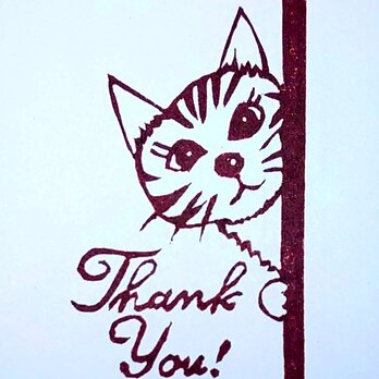 消しゴムはんこ「ネコ・thank you」の画像