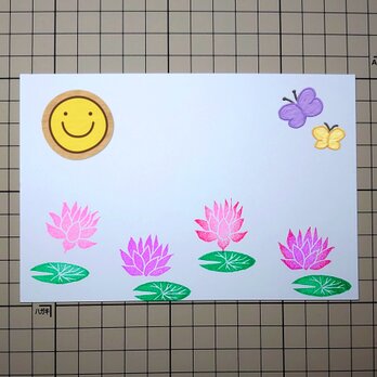 消しゴムはんこ「蓮の花」3個セットの画像