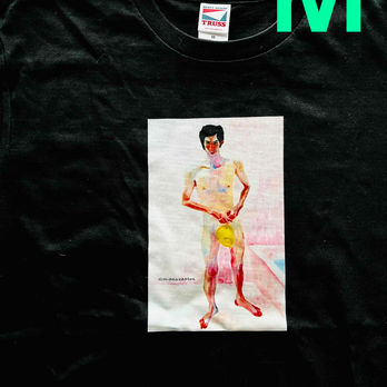 ヘビーウェイトTシャツ・綿100％・メンズM・黒・浴室に立つ男・リミテッド商品の画像