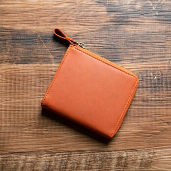 【手のひらサイズの整理整頓革財布】名入れができる TIDY mini l字ファスナー オレンジ HAW032の画像