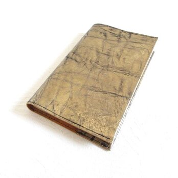 文庫本サイズ対応《ゴートスキン》一枚革のブックカバー・ゴールド・0750の画像