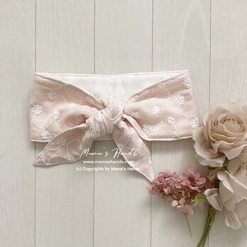 おしゃれな 花柄 刺繍 パステル ピンク Wガーゼ 綿100% 保冷剤 夏 快適 冬 カイロ スカーフ ネッククーラーの画像