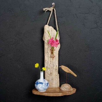 板流木と流木の花器、フラワーベース　一輪挿し　花瓶　wood vase　　２６ー１の画像