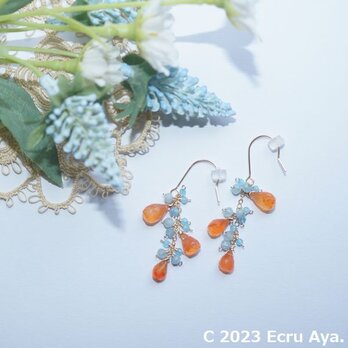 *碧落*青を引き立てるカーネリアンのピアス