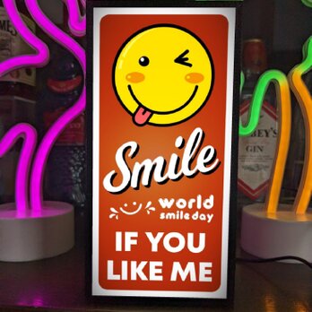 スマイル スマイリーフェイス ニコちゃん 笑顔 ミニチュア サイン ランプ 看板 置物 雑貨 ライトBOX 電飾看板 電光看板の画像
