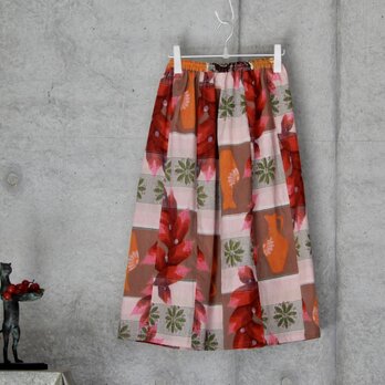着物リメイク　青梅夜具地のスカート/フリーサイズの画像