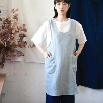 まあるいエプロン［Linen＆Organiccotton gauze／ジュニパーベリー染］の画像