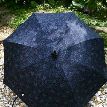 日傘紬（紺小花）14304の画像