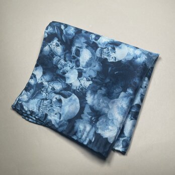 【受注製作】チーフ　スカル　イタリア生地　フラワー　ポケットチーフ　プレゼント　ギフト　ハンカチ　の画像