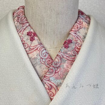 洗える刺繍半衿  ロココピンクの画像