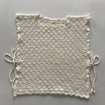 【フリーサイズ】コットン×シルク糸　かぎ針編みのベスト　編み物の画像