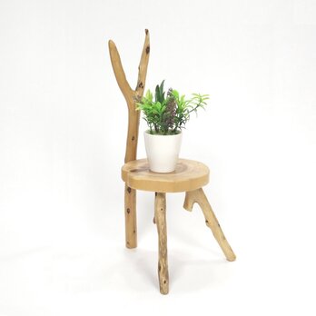 【温泉流木】椅子型かわいい丸太の飾り台スタンド003スマートバランス 置台 ミニ花台 流木インテリアの画像
