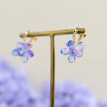 リニューアル【イヤリング】紫陽花 ガラスの画像