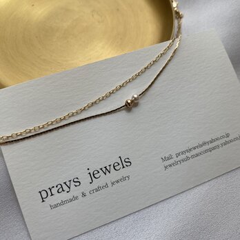 Pearls Chain Bracelet 華奢シンプルパールスルーチェーンブレスレットの画像