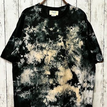 タイダイ染め　ビッグシルエット Tシャツ　Mサイズ　ブラック×ベージュ　Hippies Dye HD19-41の画像