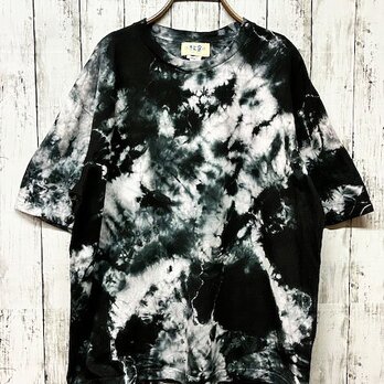 タイダイ染め　ビッグシルエット Tシャツ　Lサイズ　ブラック　 Hippies Dye HD19-42の画像