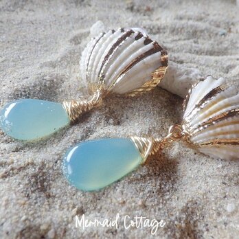 Mermaid Shell Earrings 　カルセドニーの画像