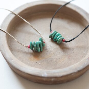 tassel necklace / ターコイズ&アンティークビーズの画像