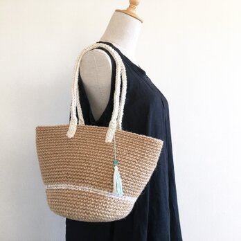 麻ひもバッグ tote ・White Line・の画像