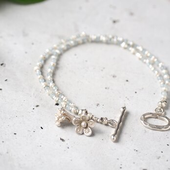 -Pearl・Aquamaline- double braceletの画像