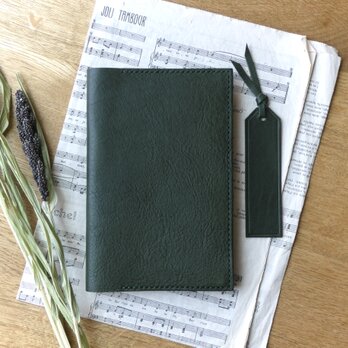 イタリア革のブックカバー（新書サイズ）／深緑の画像