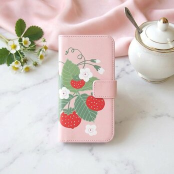 ＜Android＞手帳型スマホケース【ストロベリー】