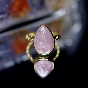 New Arrival☆新作 ☆『Morganite』☆天然石リングsilver925 + k18コーティングの画像