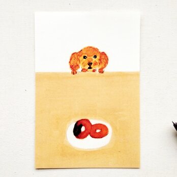 ㉟「犬とドーナツ」ポストカード　※同柄3枚の画像