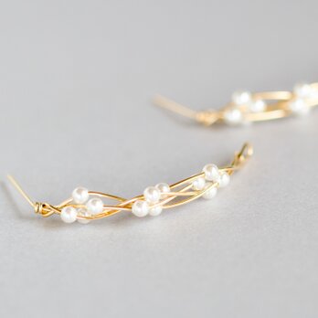 14kgf Swarovski Pearl Twist bent Pierceの画像